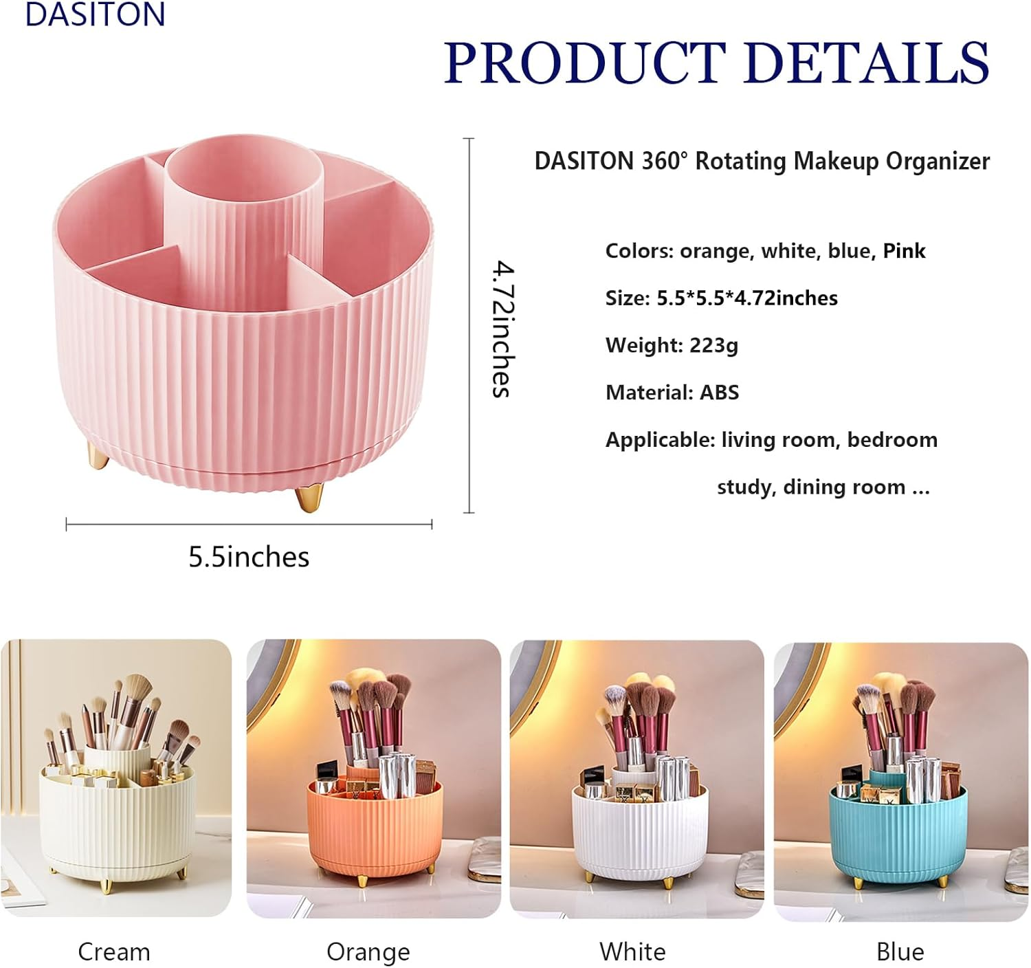 360° Rotating Makeup Tool Stor - огляд і ціна Case With Pencil Holder