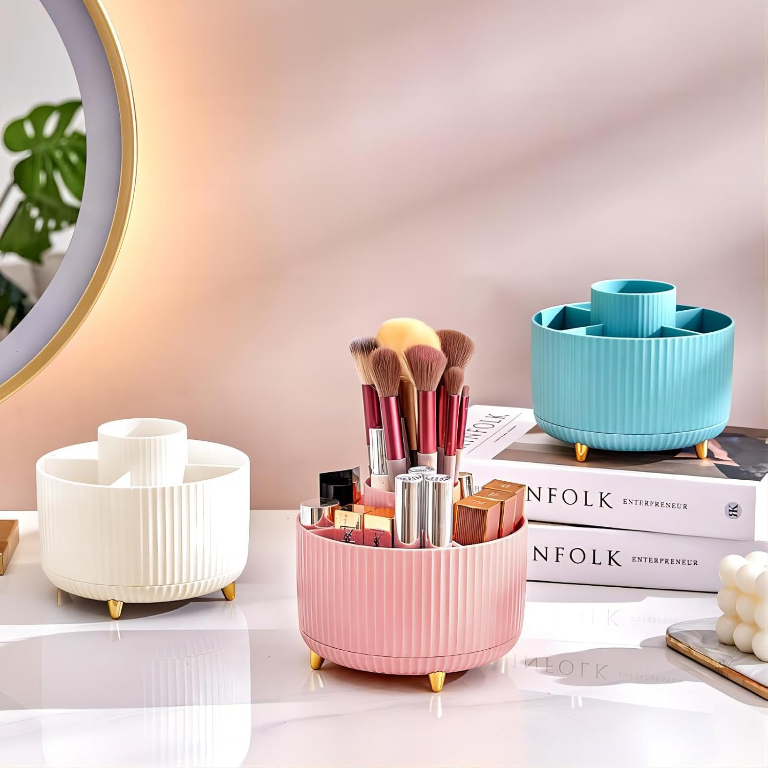 360° Rotating Makeup Tool Stor - огляд і ціна Case With Pencil Holder